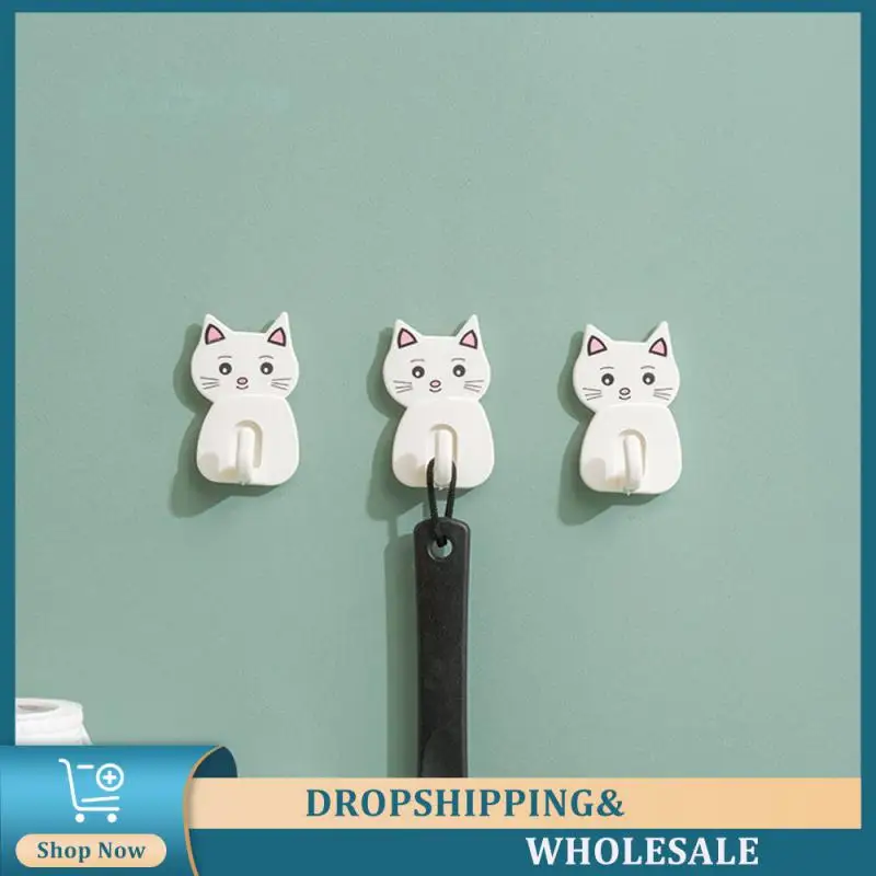 Strong Door Wall Hanger Environmentally Friendly Strong Load-bearing White Household Gadgets Wall Hooks Cute Cat Shape Abs