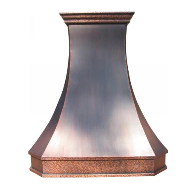 Custom Hand Crafted Antique Copper Wall Mounted Range Hood