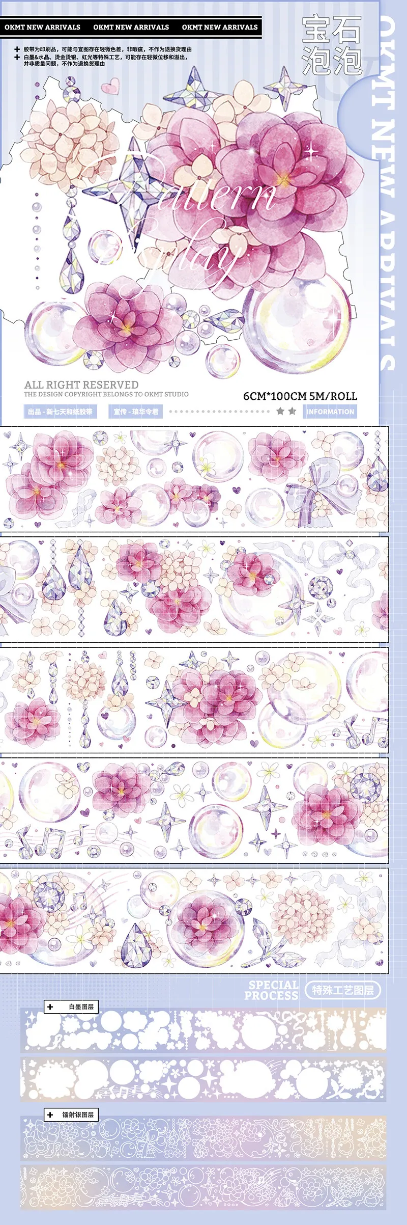 1 Loop Beautiful Bubbles Shiny Washi PET Tape