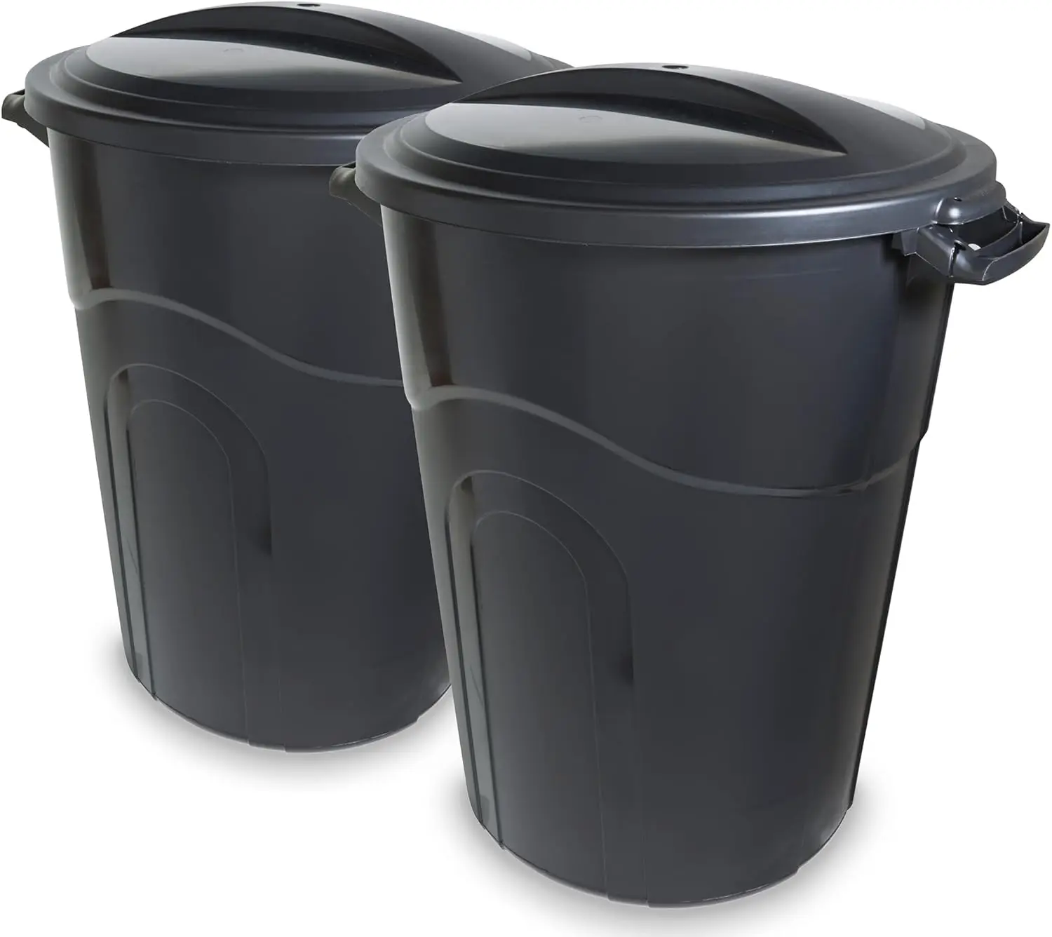 32 Gallon Outdoor Garbage Can, Black, Easy to Carry Garbage Can with Sturdy Construction,