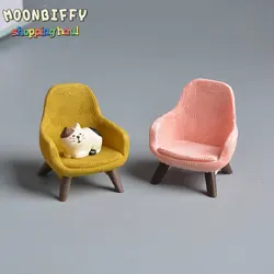 Sofá de gato de dibujos animados para niños, silla de casa de muñecas en miniatura, decoración de escritorio, juguete de adorno creativo, Mini decoración de escritorio, regalo