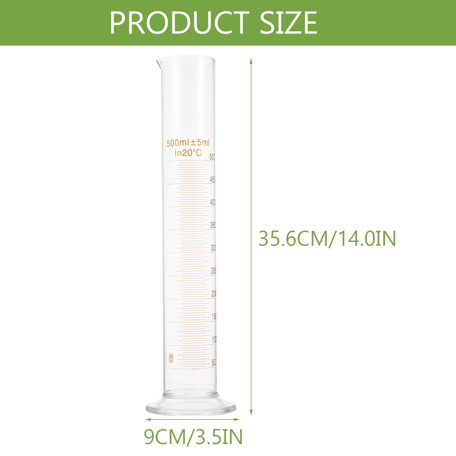 500ml 실험실 유리 눈금 실린더 정확한 스케일 측정 실린더 안정적인 베이스 화학 측정 컵