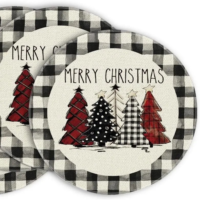 4pcs Christmas Snowman Placemat Merry Christmas Party Decoration Xmas Santa Claus Placemat Navidad Natal New Year Gift