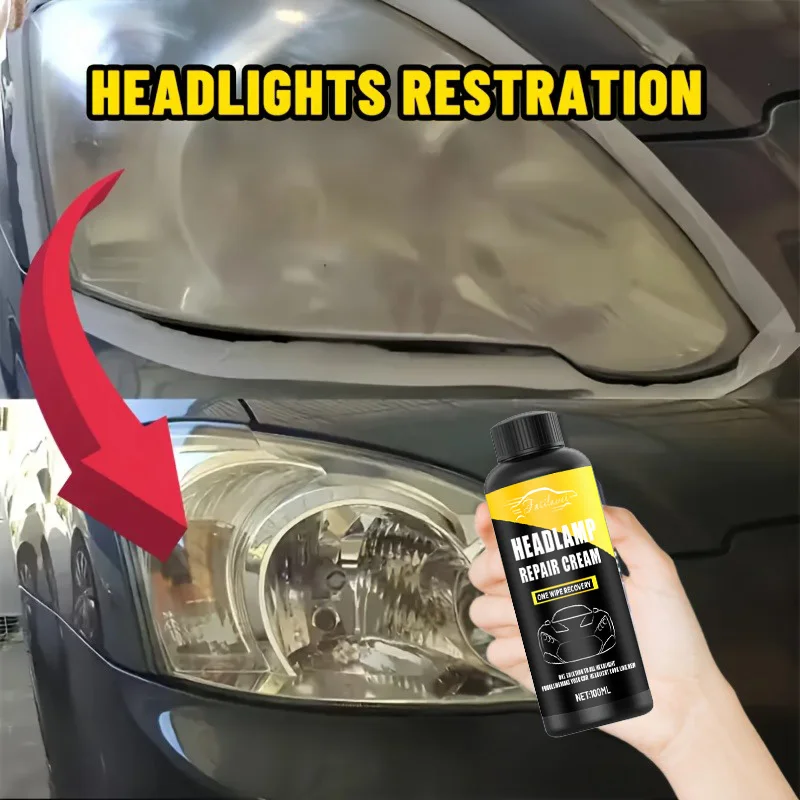 Professional Car Headlight Repair Cream - Easy-to-Use Maintenance Kit for Oxidized, Yellowed, and Foggy Headlights, Lens Polishi