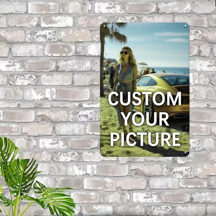 Personalized Custom Metal Tin Sign 20x30cm, Upload Your Own Photo Picture Image, Blank Customizable Rounded Corner Pre-drilled H