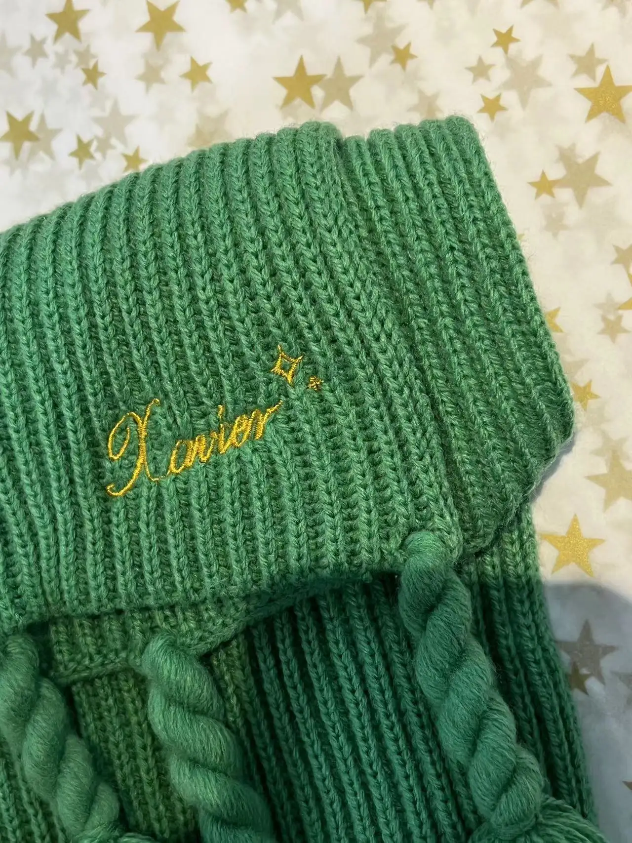 Anime Love and Deepspace Xavier Cosplay Green Knitted Scarf Cartoon Neckerchief Neck Gaiter Neckpiece Scarves Decoration Xmas