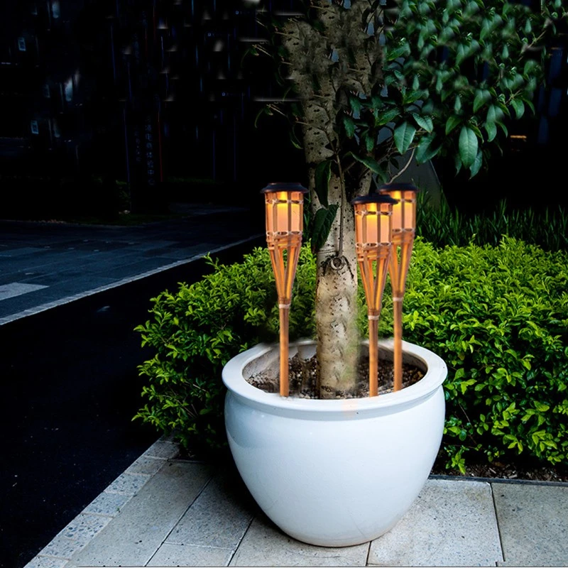 1/2/4PCS Outdoor Handcraft Bamboo Solar Garden Light Solar Spotlight Solar Spike Pathway Landscape Patio Outdoor image 2