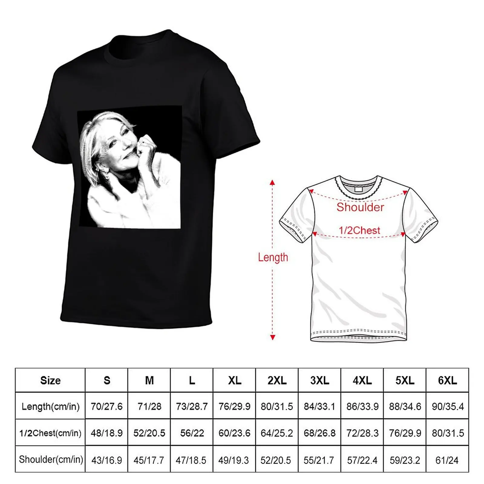 Helen Mirren Linocut In Black & White T-Shirt korean fashion street wear mens shirts graphic tee