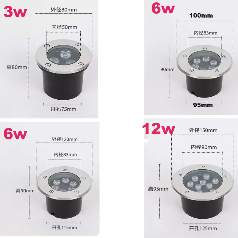 Imagem -03 - Luz Subterrânea Led Escadas Recessed Luz de Inundação Holofote à Terra Impermeável Jardim ao ar Livre D200 mm Ip67 Rgb rf 220v dc 24v