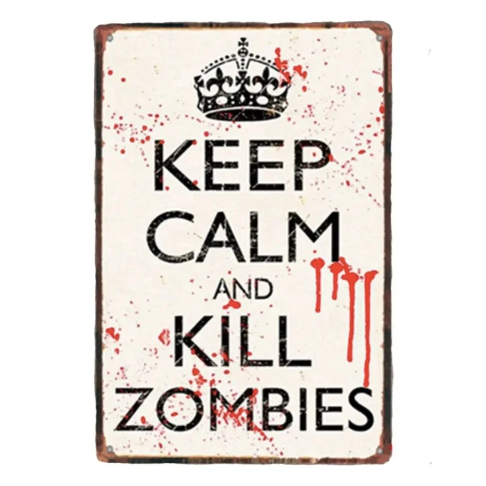 Keep Calm and Kill Zombies Room Tin Plates Signs Wall Plaques Man Cave Decor Decoration Vintage Poster Metal