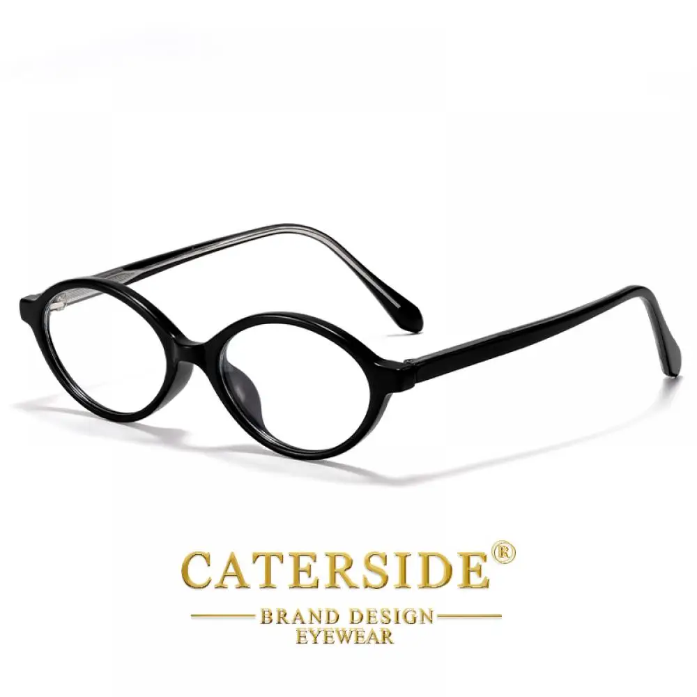 CATERSIDE Neue Retro Anti-Blaulicht-Brille für Damen und Herren, Tr-90 Ovaler Rahmen, Flache Gläser, Modische und Künstlerische Dekorationsbrille – Detail 5
