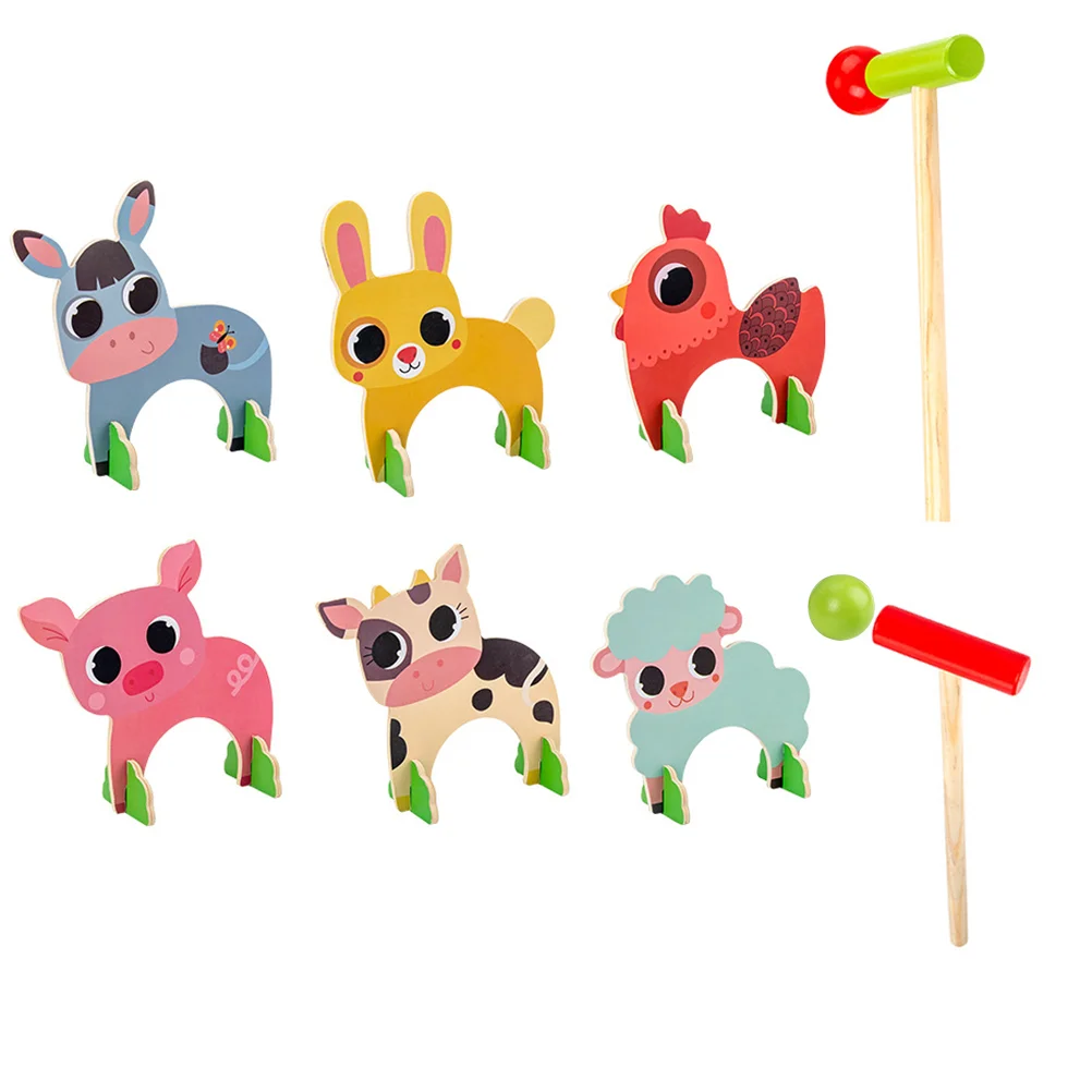 Animal Croquet Toy Preschool Toddler Toys Kids Interactive Puzzle Mallets Balls Wooden Games Children Gift Baby