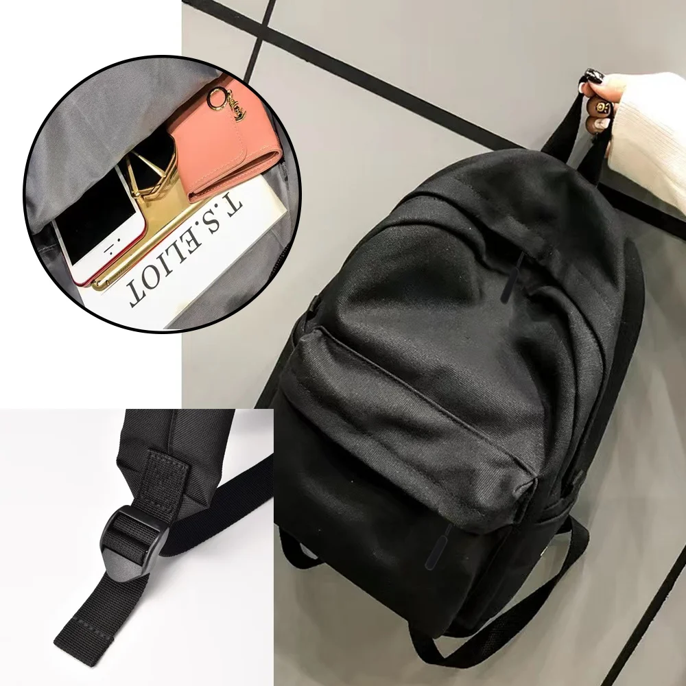 Women's Backpack Female Multi-pocket Casual Text Letter Print Woman Travel Bag High Quality Schoolbag Teenage Girl Book Knapsack