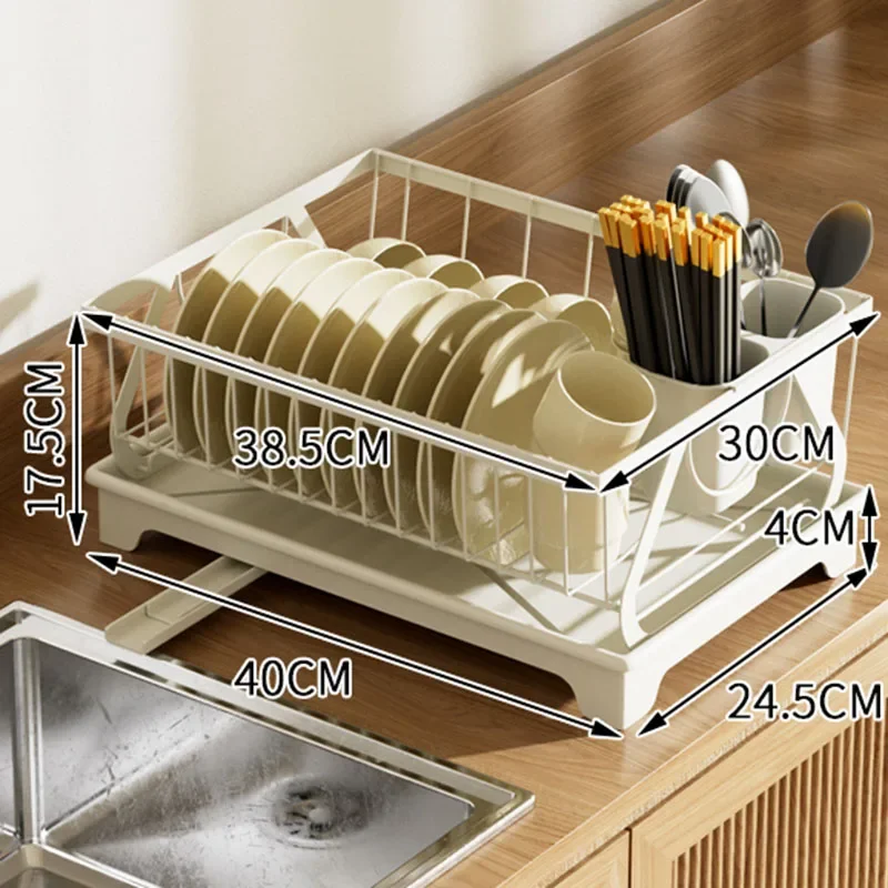 

Carbon Steel Kitchen Sink Countertop, Ventilation Drainage Basket, Space-Saving Bowl Plate, Tableware Storage Rack