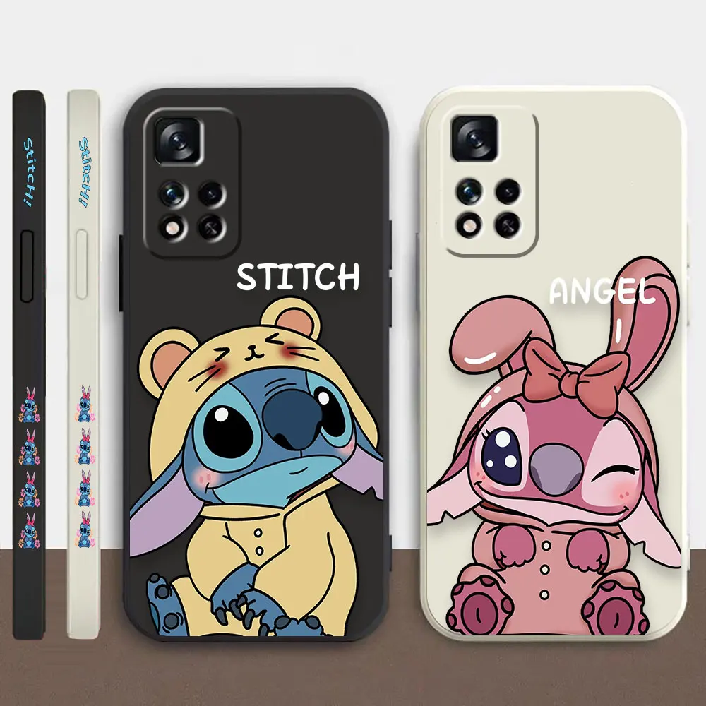 

Phone Case For Redmi Note 13 12 11 11T 12S 11S 8 PRO PLUS 4G 5G Liquid Case Cover Fundas Cqoues Shell Capa Baby S-Stitch A-Angle