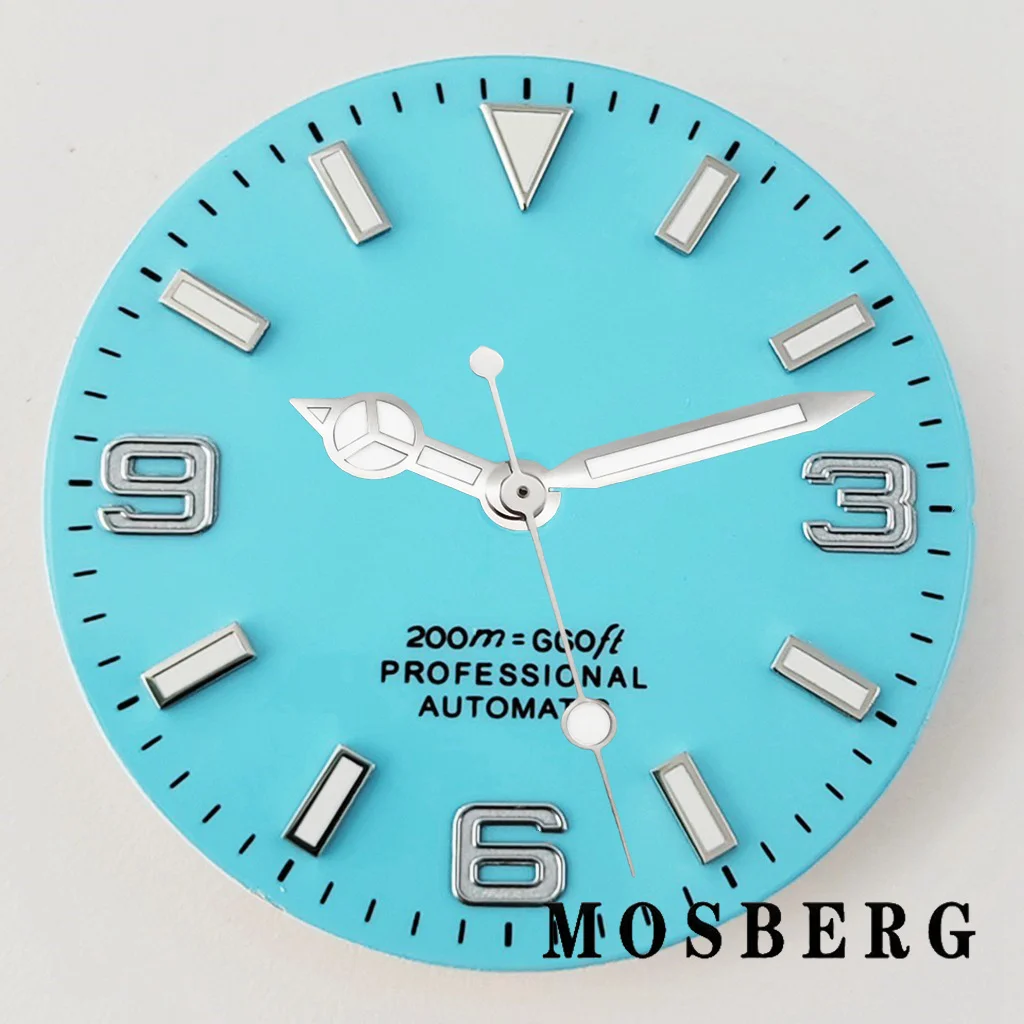 29 مللي متر NH35 NH36 ساعة الطلب مع الأيدي العقيمة مضيئة أسود أبيض أزرق الساعات وجوه جزء الحركة التلقائية