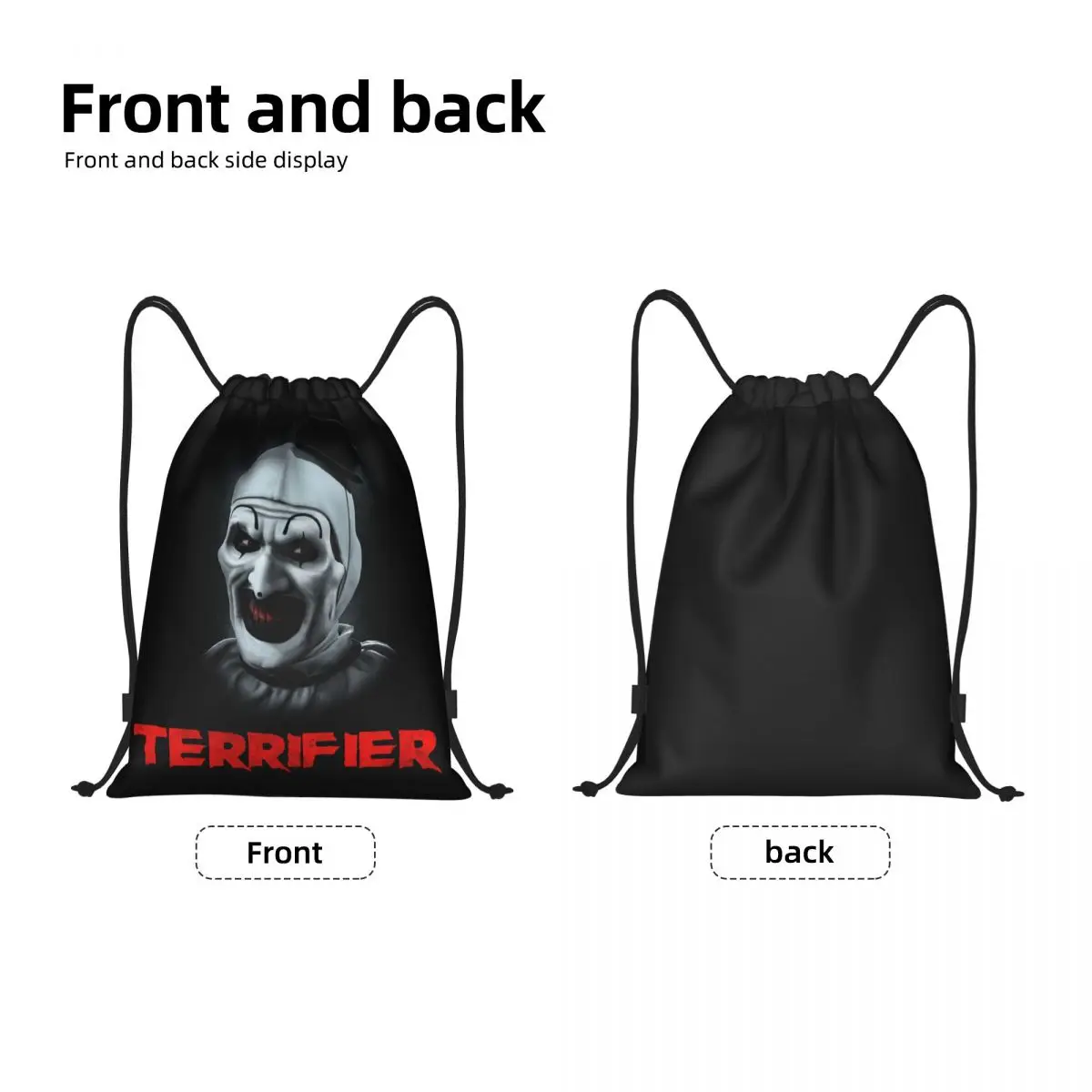 Horror Clown Halloween Movie Terrifier Drawstring Backpack Sports Gym Bag for Women Men Shopping Sackpack