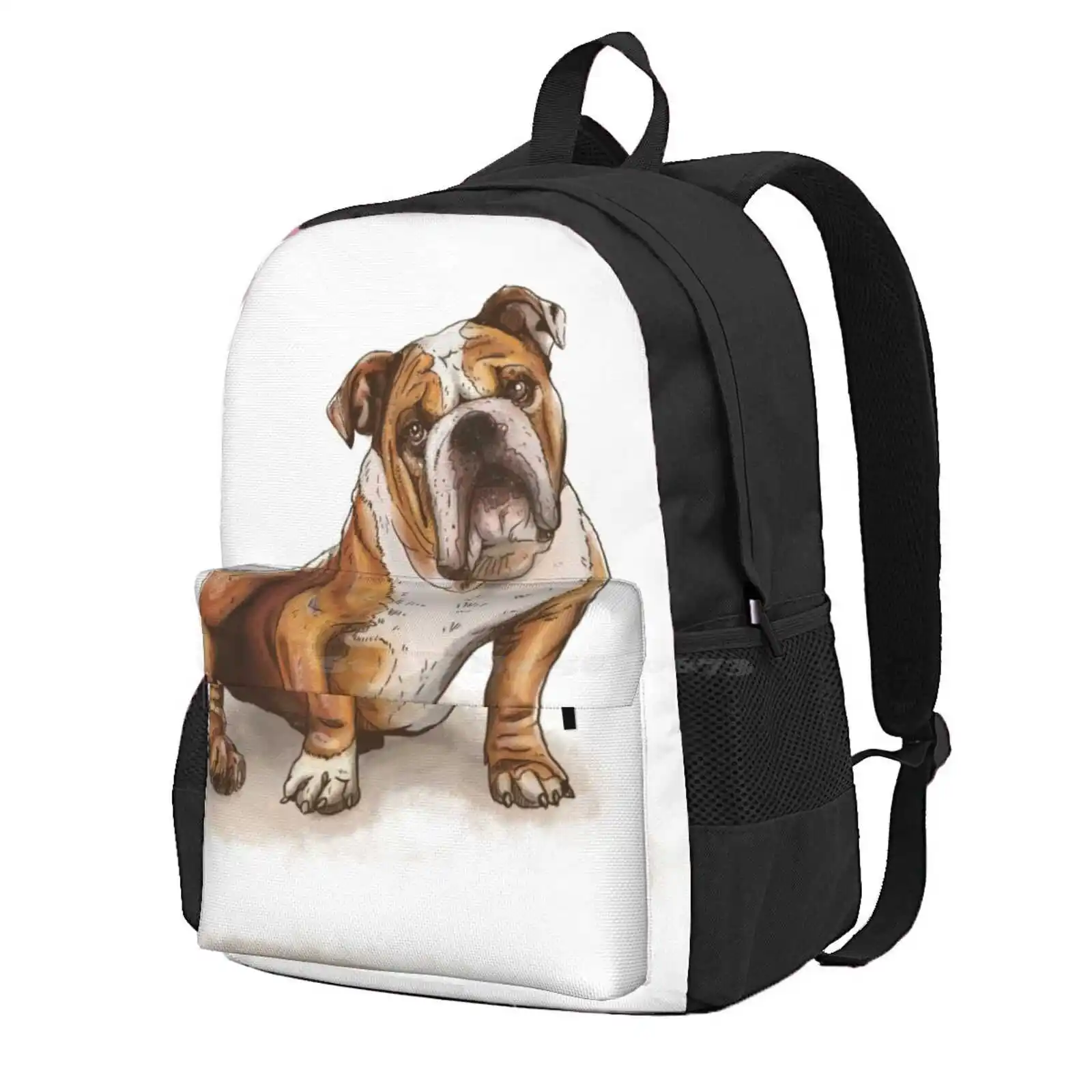 English Bulldog Illustration Hot Sale Schoolbag Backpack Fashion Bags English Bulldog Bulldog Illustration