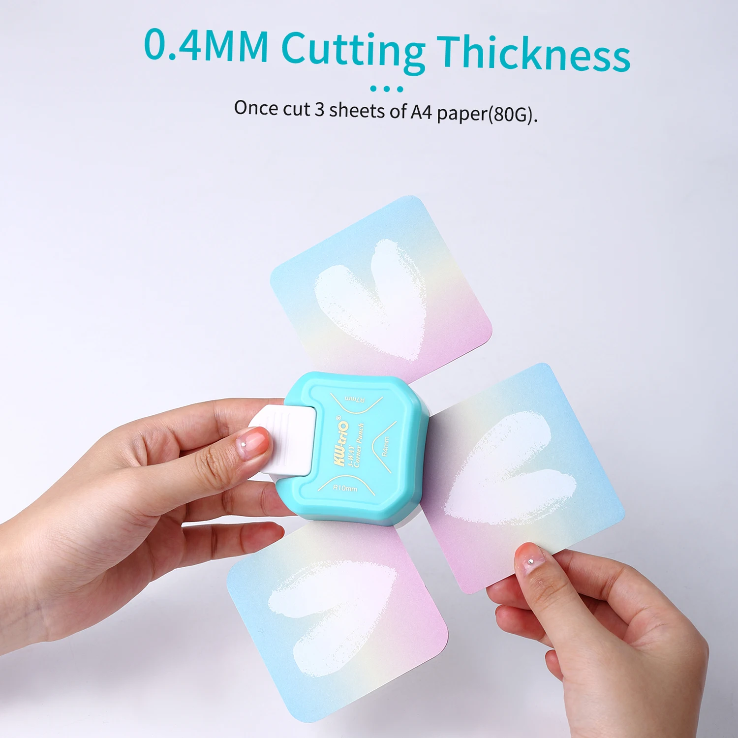 KW-trio 3-in-1 Eckenrunder, R4/R7/R10 mm, runder Eckenschneider für Karten, Fotopapier, Laminierbeutel