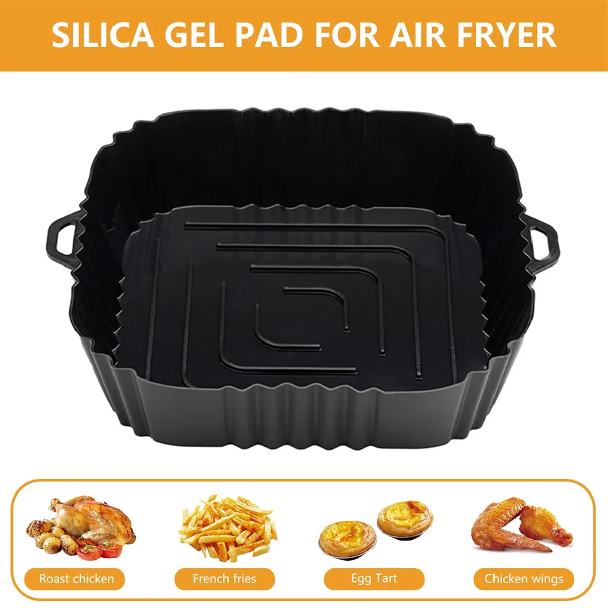 Air Fryer Silicone Tray Oil And Heat Insulation Pad Baking Oven Square And Polygonal Silicone Baking Tray Kitchen Supplies