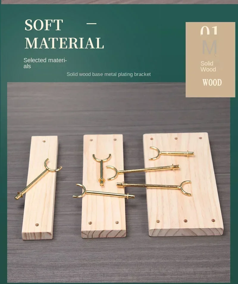 Solid Wood Base Multi-Layer Ring Display Rack with Removable Metal Sponge Stick Ring Holder for Jewelry Storage Organization