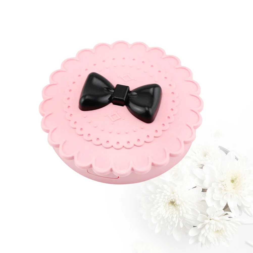 قطعة واحدة من علبة الرموش مع تصميم مرآة على شكل فيونكة صندوق تخزين الرموش الصناعية لتنظيم ملحقات المكياج باللون الوردي