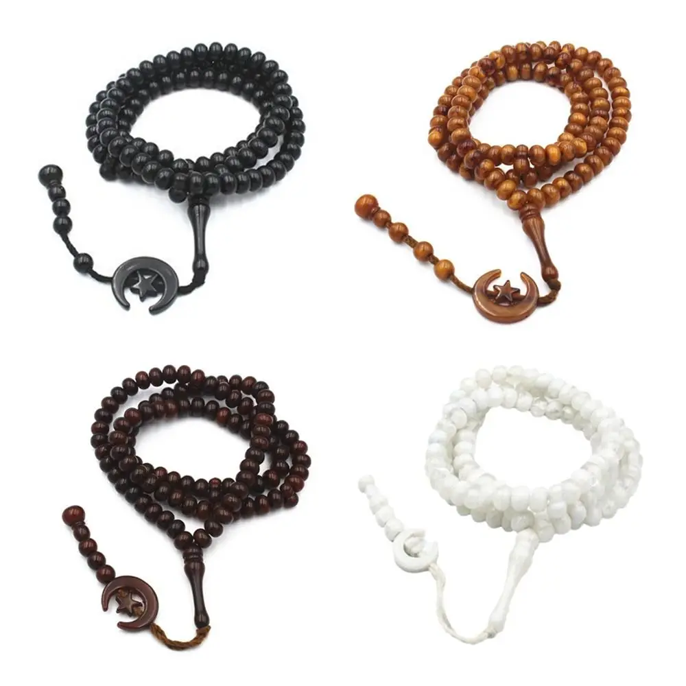 Ramadan Muslim Prayer Beads 99 Moon Star Islamic Praise Beads Handheld with Tassel Arab String Beads Eid Party Supplies