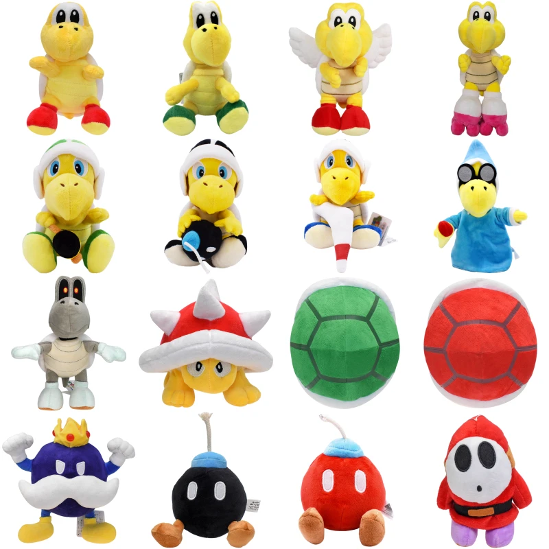 22 Styles Kawaii Mario Koopa Troopa Kamek Turtle Soft Plush Toys Cute Anime King Bob-omb Shy Guy Stuffed Peluche Dolls Gifts