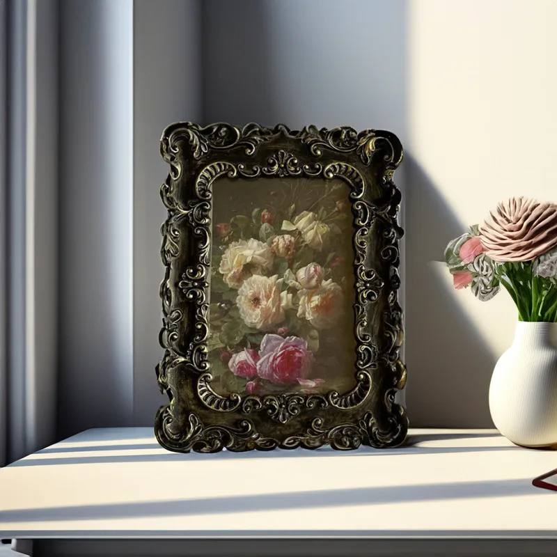 European-Style Embossed American Retro Resin Photo Frame French Soft Decoration Sample Room Decoration Table Resin Photo Frame D