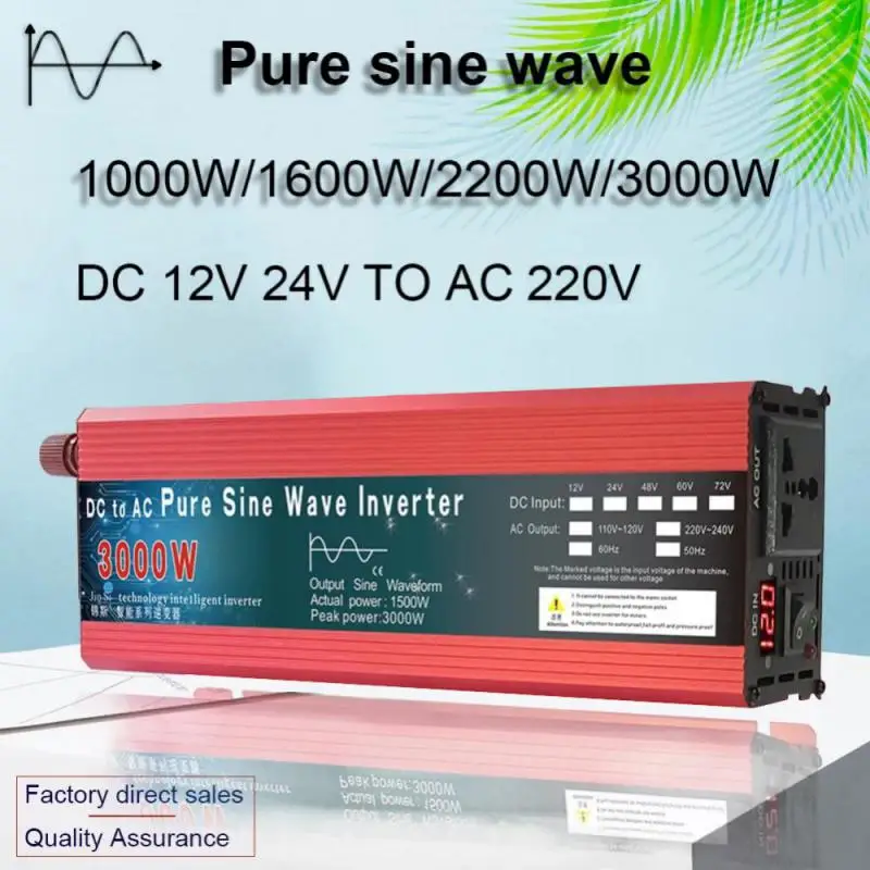 

Pure Sine Wave Inverter DC 12v/24v To AC 110V/220V 1000W 1600W 2000W 3000W Portable Power Bank Converter Solar Inverter