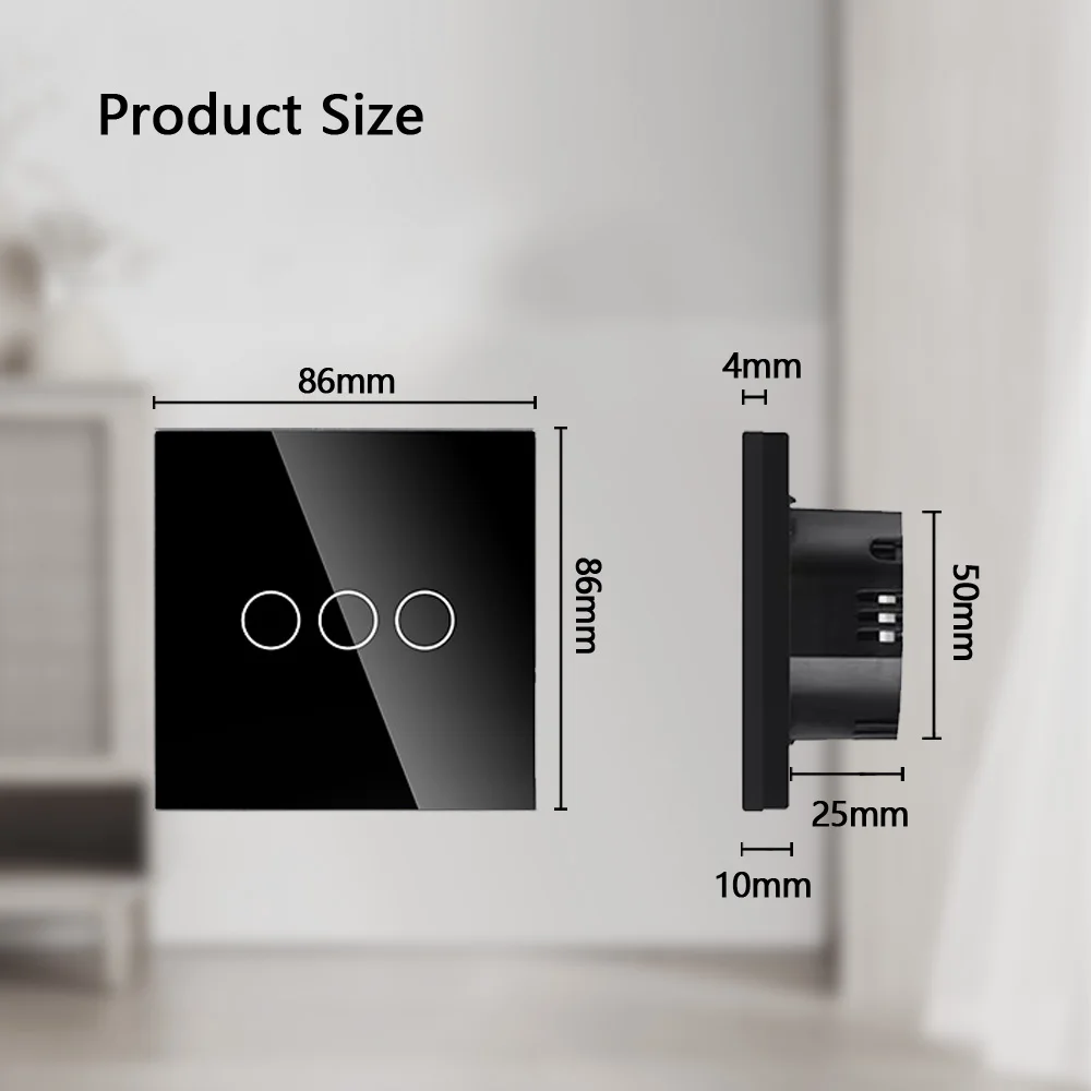 Imagem -05 - Tawoia-eu Interruptor de Luz com Sensor Led Interruptores de Parede Gang Way Interruptor Controle Duplo Backlight Azul Pacotes