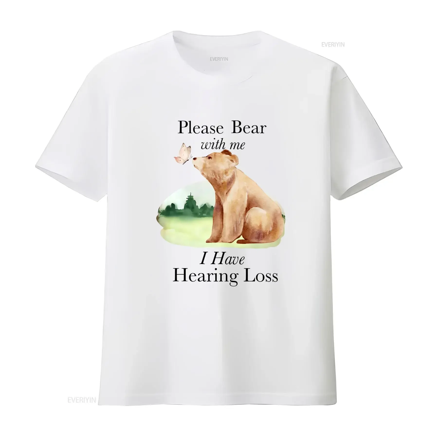 Hearing Loss Awareness T Shirt Please Bear with Me Design Perfect for Deaf Community Sign Language Inspired vintage Washed