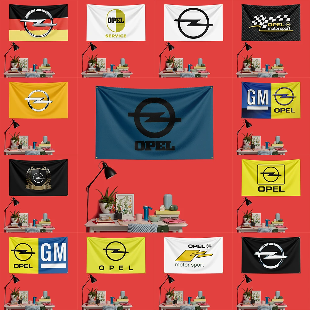 

O-pel Car Racing Flag 3x5 FT 90x150cm Polyester Decorative Banner Tapestry For Garage Wall Decor