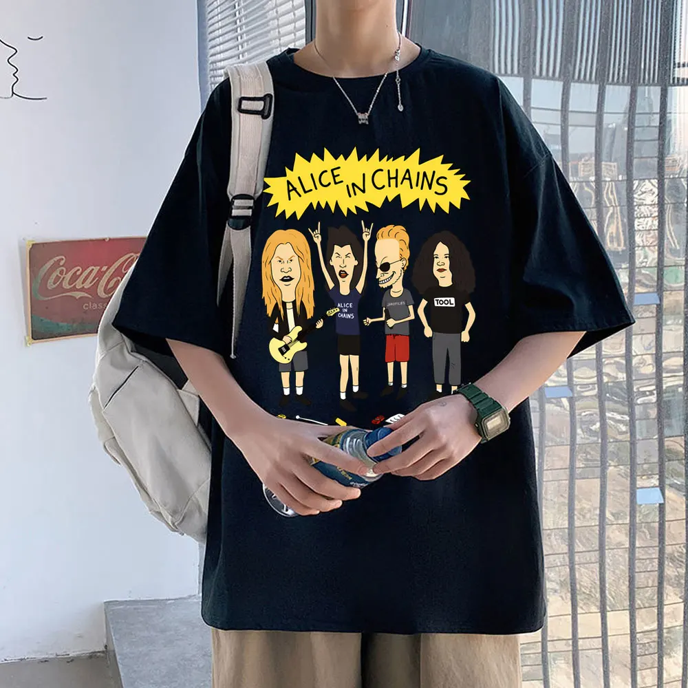 

Rock Band Alice in Chains T-shirt Machos Rule Beavis and Butt Head Streetwear Summer Men Women Gothic Punk Funny T Shirts Tops