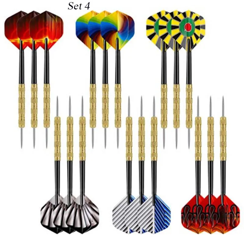 18Pcs/Set Copper Plated Dart Needle 15.2cm Multistyle Professional Steel Tip Darts with Nice Flights