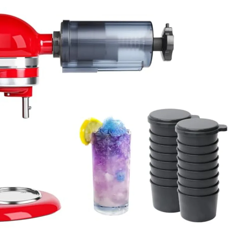 

Насадка для приготовления ледяной стружки для миксеров KitchenAid с 16 формами для льда, прибор для приготовления снежных конусов, аксессуары для миксеров Crea