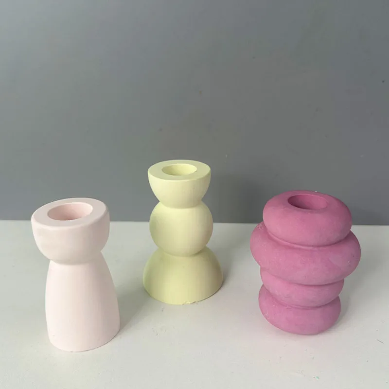 DIY Concrete Semicircle Candle Holder Silicone Mold Geometric Candle Holder Making Resin Plaster Craft Molds Home Decor Supplies