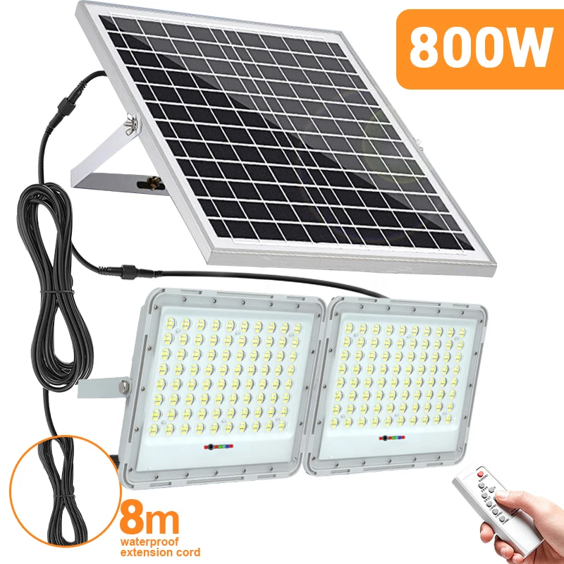 Reflector LED con Control remoto para exteriores, foco impermeable para camino de jardín, pared de calle, paisaje Solar, 2 cabezales