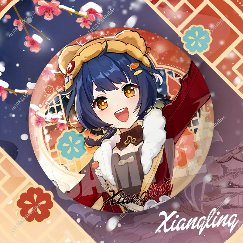 75MM Game Genshin Impact-2 Anime Cosplay Figure Pins Round Badge Brooch Prop Costume Bag Accessories Friends Game Fans Gifts