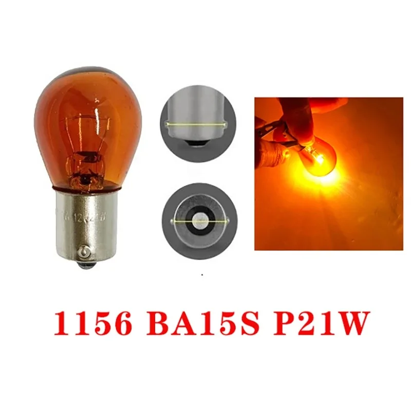 10pcs 1156 BA15S P21W Amber Bayonet Bulbs, for Accurate Turn Signal & Dashboard Warning Light Replacement view 4