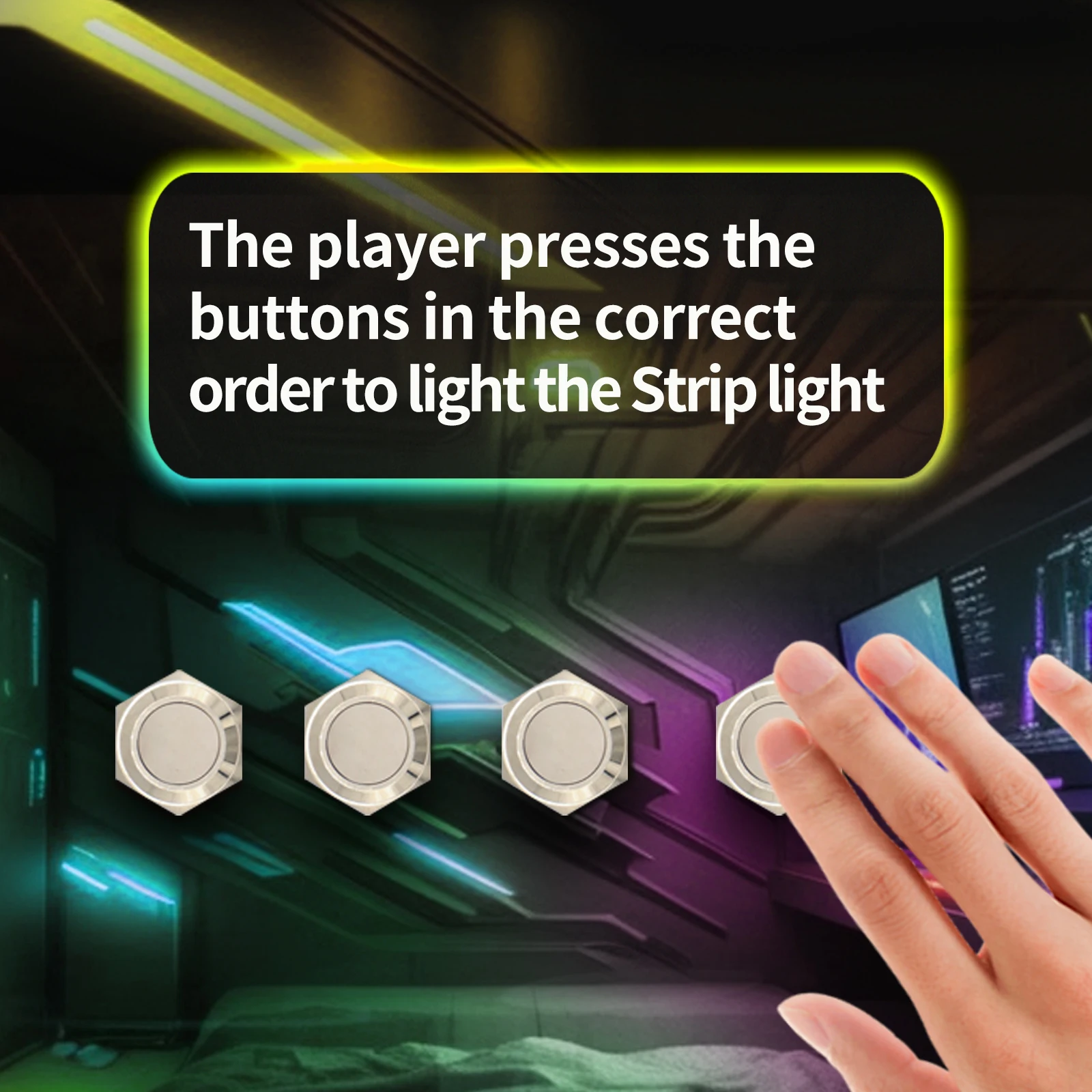 Sensor getaran Properti Sabuk Pemicu Tombol Ruang Pelarian Studio Misterius untuk menyalakan strip led RGB untuk membuka kunci Versi Tombol