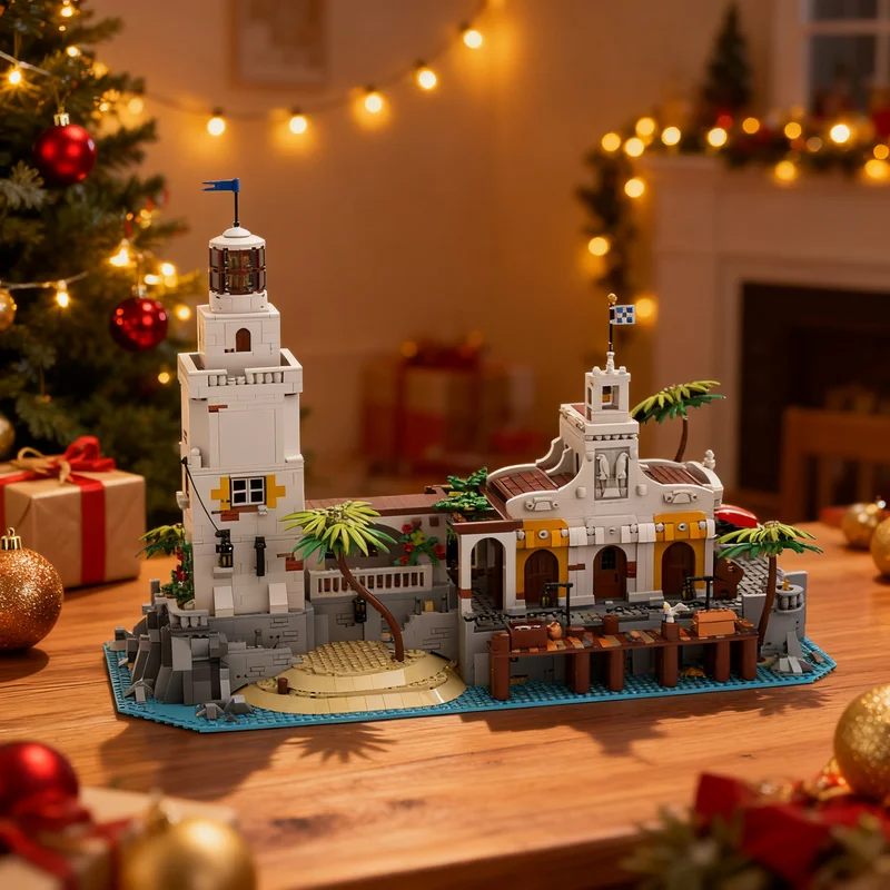 5001pcs MOC Pirates Puerto Santa Maria Harbor Light Model Building Blocks Christmas Gift Home Decoration And For Lovers Decor
