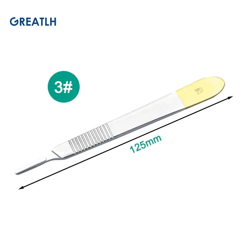 1pcs Scalpel Handle Orthopedic Knife Handle No Blades No.3 No.4 Golden Knife Handle Stainless Steel Animal Surgical Knife pet