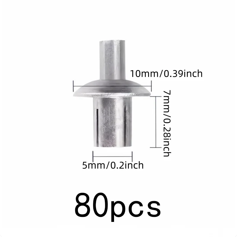 80 pcs 5*7mm Hammer Drive Rivets, Hammer Strike Installation for Furniture Assembly, Multipurpose, Versatile