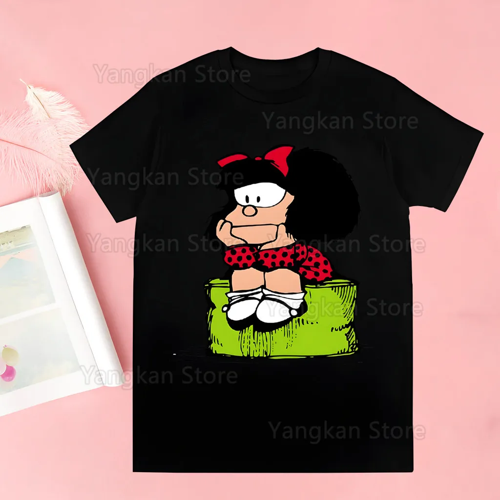 

Mafalda Newest Fashion Man Tshirt Summer Fashion T-shirt Casual White Funny Cartoon Print T-shirt Hip Pop Tops tee