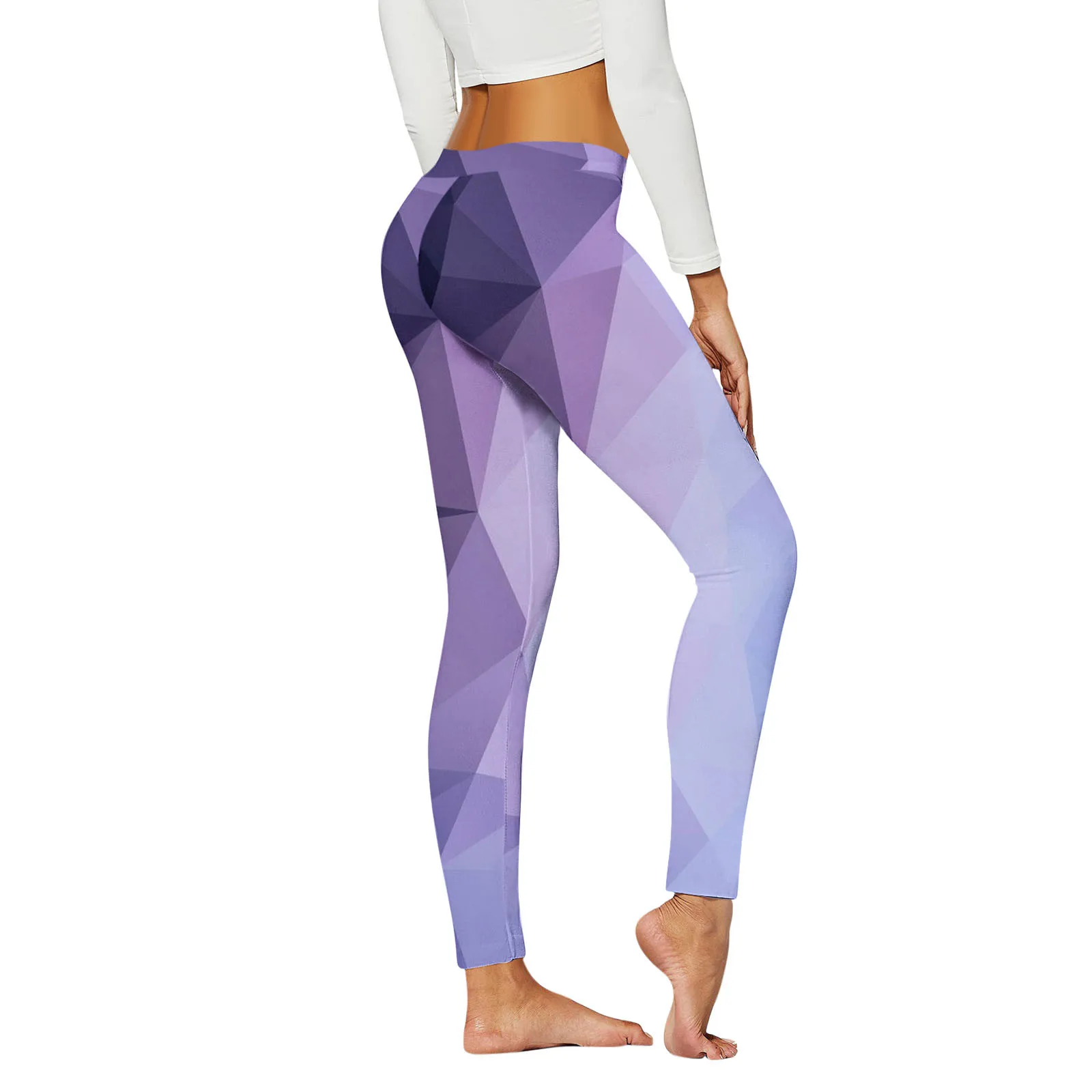 High Waist Leggings Womens Fitness Sports Colorful Geometric Print Bubble Butt Push Up Leggings Workout Seamless Gym Leggings