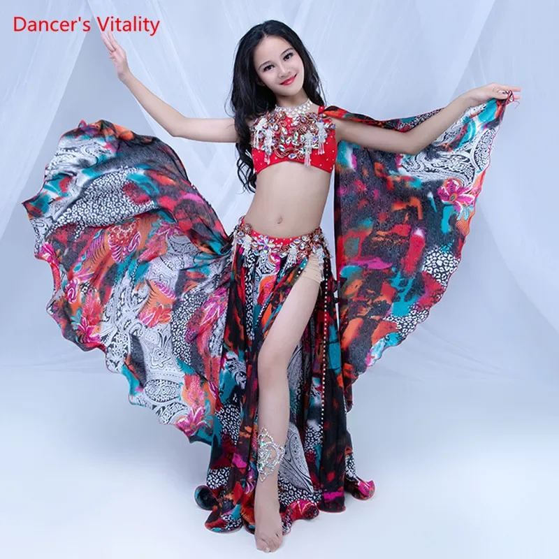 Belly Dance Female Child High-End Elegant Bra Competition Clothing  Set New Double Split Long Skirt Performance Clothes Suit