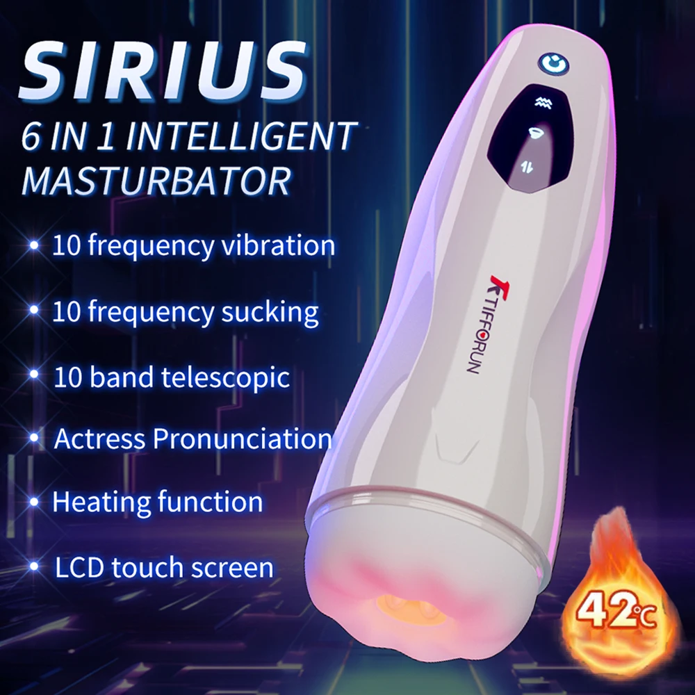 Erkek Masturbator - 10'lu Sokma, Emme ve Titreşim ile Isıtma ve İnilti ve Dokunmatik Ekran Mastürbasyon Kupası Erkekler için Seks Oyuncakları