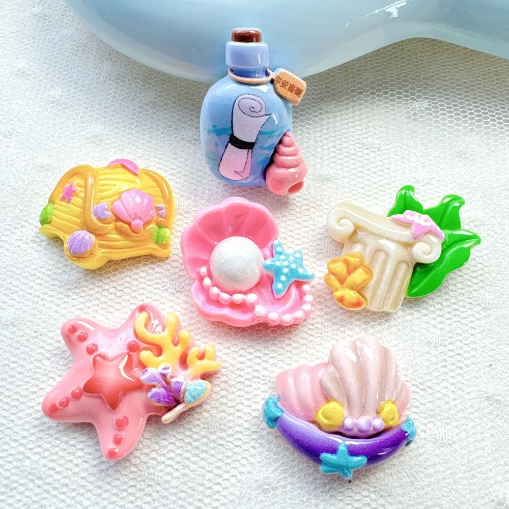 Resin Ocean Series Cabochon Flatback Dollhouse Miniature 3D DIY Decal Fridge Magnet Phone Case Crocs