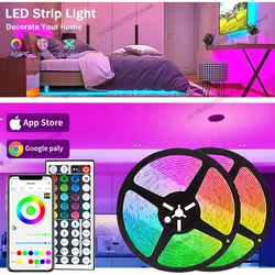 LED Strip Lights for Room Decoration Led lights Bluetooth Remote Control Tira Led SMD5050 RGB Neon Lights 1-5m 10m 15m 20m 30m